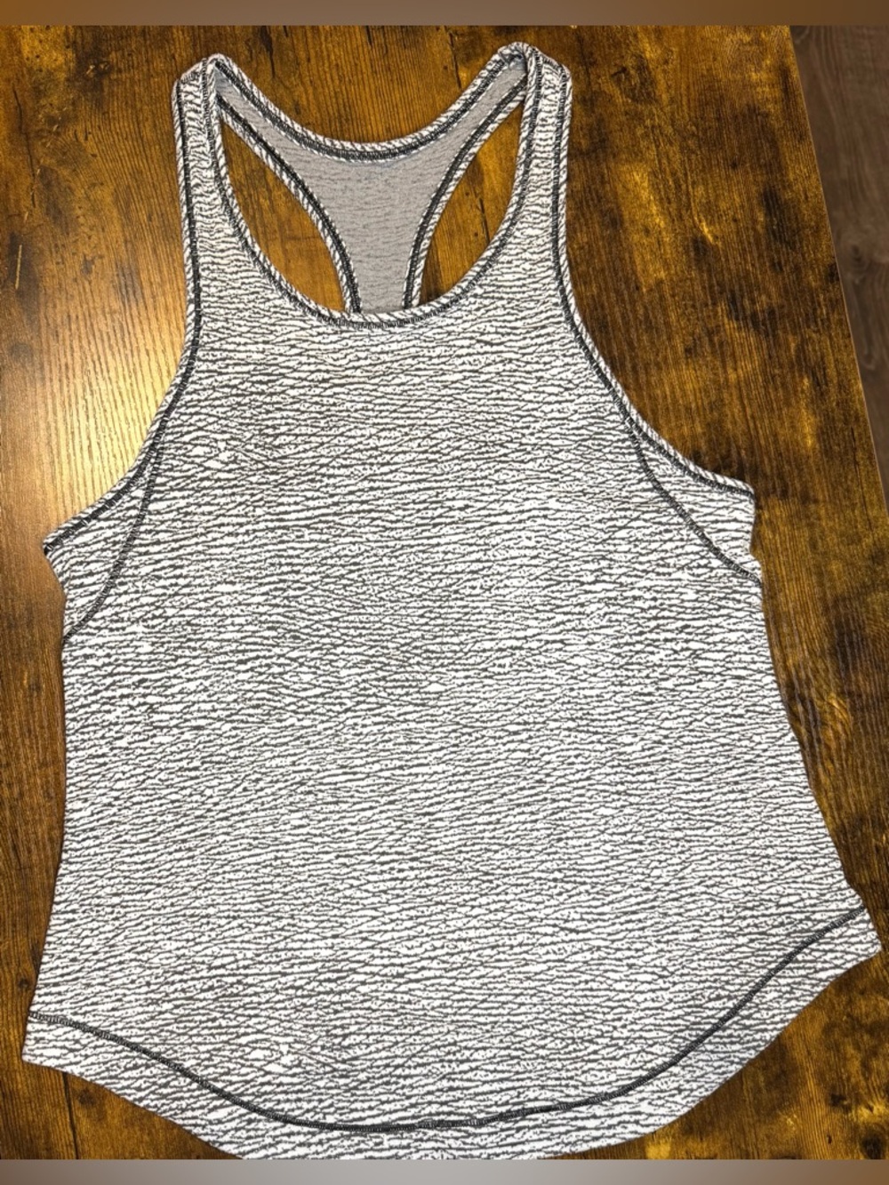 Lululemon Cool Racerback Tank Top White Black Stone Print Estimated Size 8
